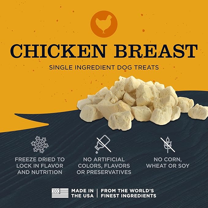 Blackwood Freeze Dried Raw Single Ingredient Dog Treats, 100% Chicken Breast, 3 Ounce Pouch, High Protein, Made in The USA