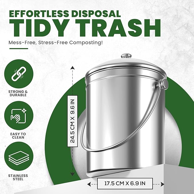 Utopia Kitchen Compost Bin for Kitchen Countertop, 1 Gallon Compost Bucket for