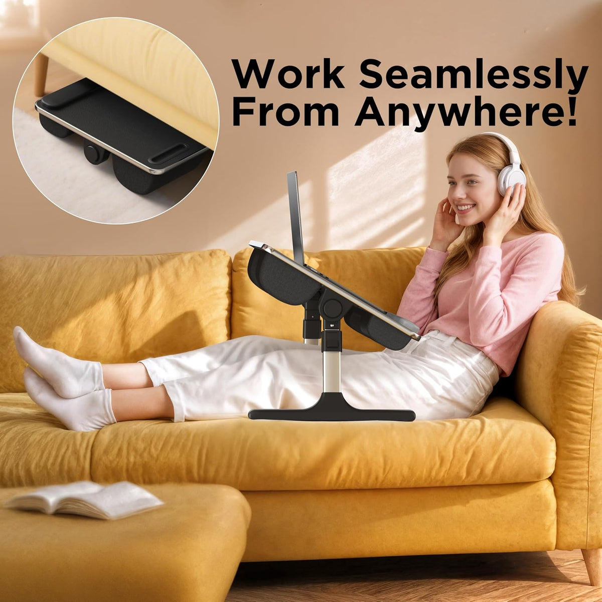 FoldWise 2-in-1 Bed & Lap Desk with Soft Cushion, Adjustable Height & Angle