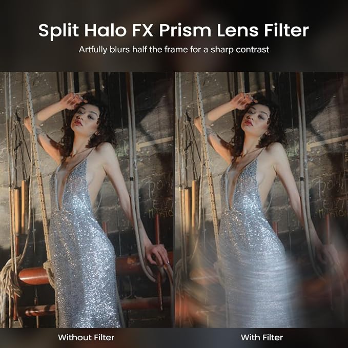 Walking Way 77mm Split Halo FX Prism Lens Filter, Rotating Half-Frame Blur &