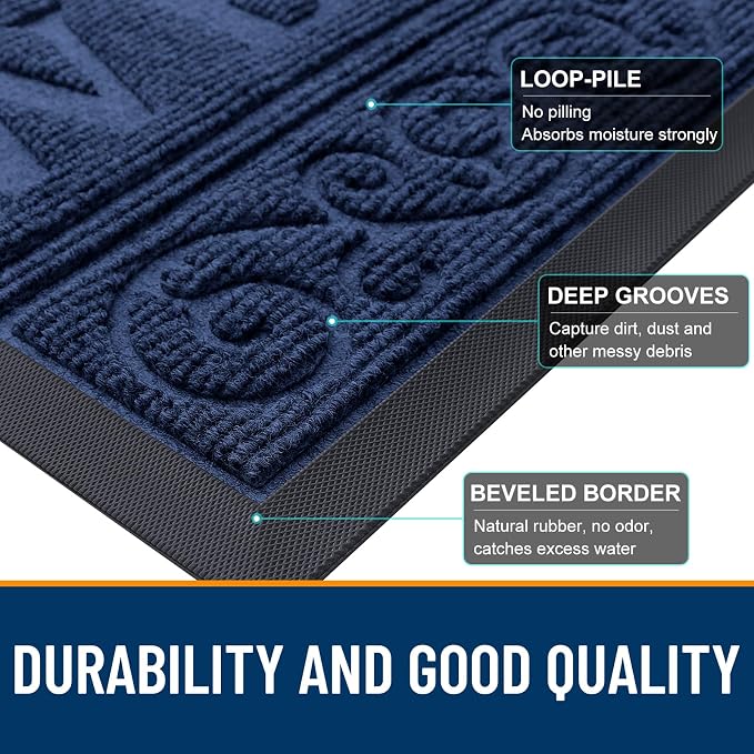 OLANLY Welcome Door Mat Indoor Outdoor Entrance, Heavy Duty Sturdy Front Door