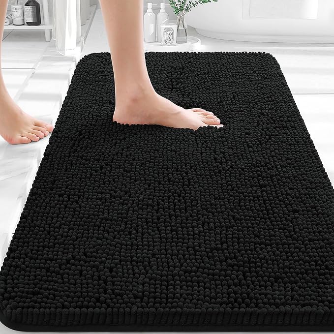 OLANLY Bathroom Rugs 36x24, Extra Soft Absorbent Chenille Bath Rugs, Rubber