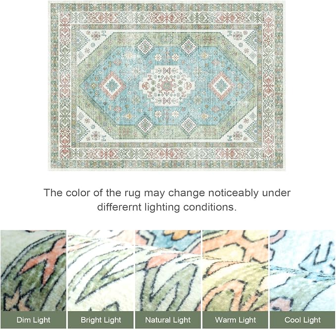 Lofus Vintage Living Room Rugs 5x7, Soft Machine Washable Area Rug