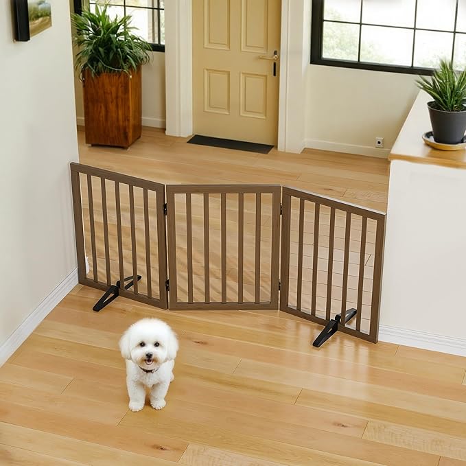 Dog Gate for Stairs,Foldable Dog Gate for Indoor Doorways House,Freestanding Pet Gates for Dogs,Doogie Puppy Fence Gate