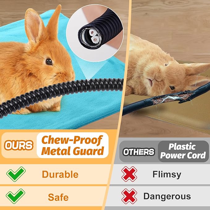 ANPHSIN Pet Heating Pad for Small Animal - Fire Retardant Heated Pad with Overload Protection Anti Chew Cord for Puppy Kittens Chicks Rabbits Ferrets Hedgehogs Outdoor Indoor 9''x12''