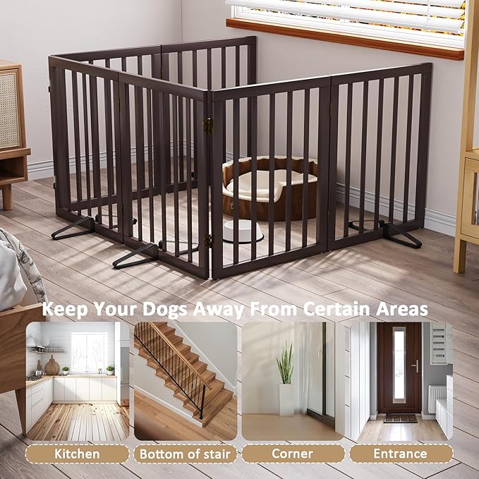 Freestanding Pet Gate 55-110" Extre Wide, Foldable Dog Gate for The Doorways House, Pet Gates for Dogs, Doogie Puppy Fence Gate