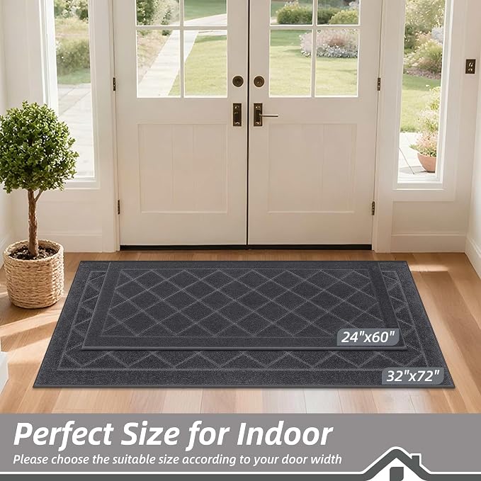 BEQHAUSE Dirt Trapper Door Mat 24" x 60", Doormat Non-Slip Entryway Rugs