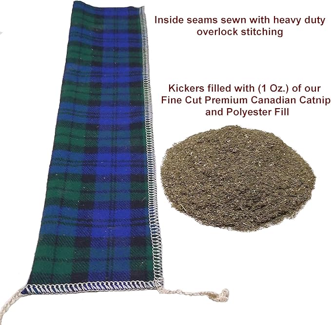 15" Catnip Cat Kicker Toys/Kitty Kick Sticks/Cat-Nip Kick Sticks (Tan and Brown Plaid) (Kickers Filled with 1 oz Premium Canadian Catnip)