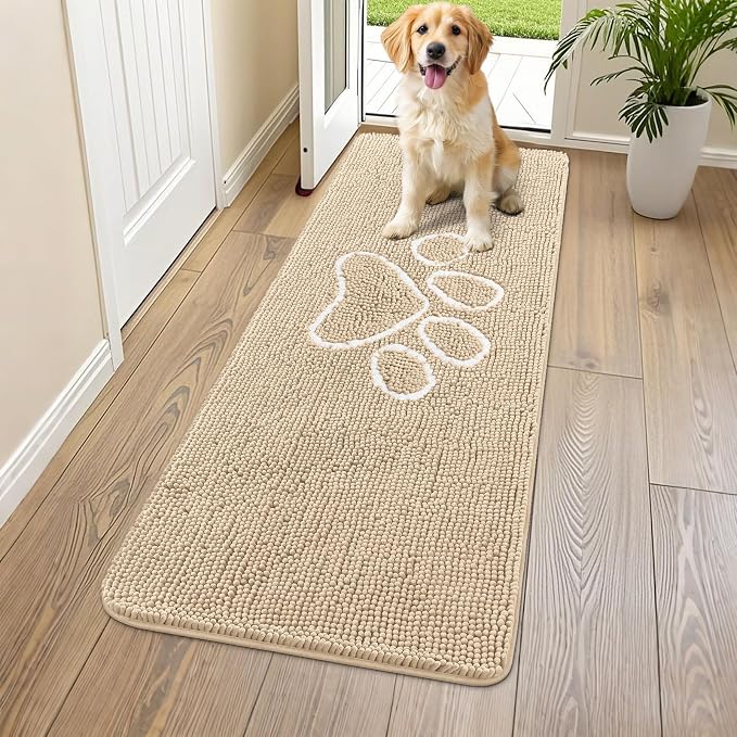 Smiry Dog Door Mat for Muddy Paws, Absorbent Dirt Trapper Non Slip Quick Dry