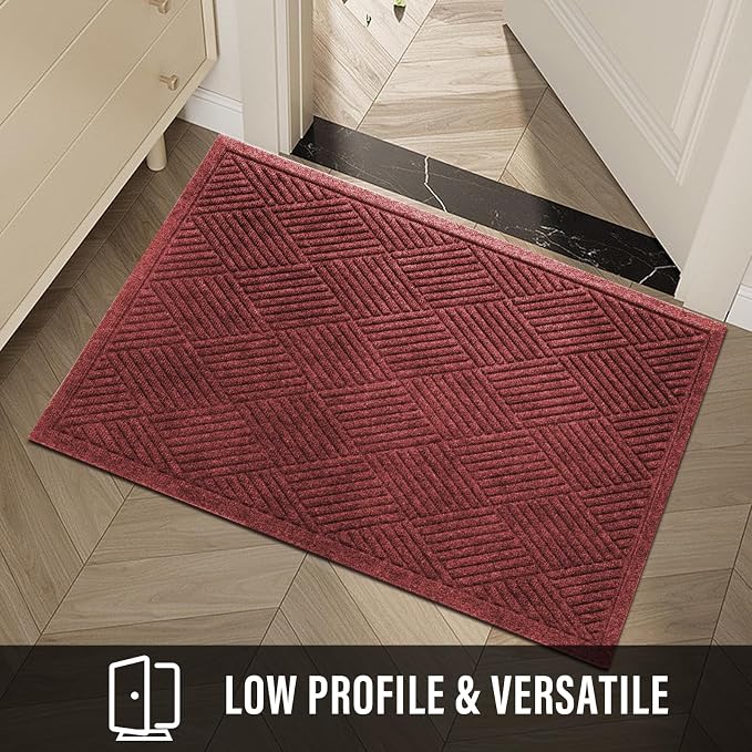 HIYARD Sturdy Front Door Mat, Absorbent Muddy Dirt Resist Welcome Door Mats