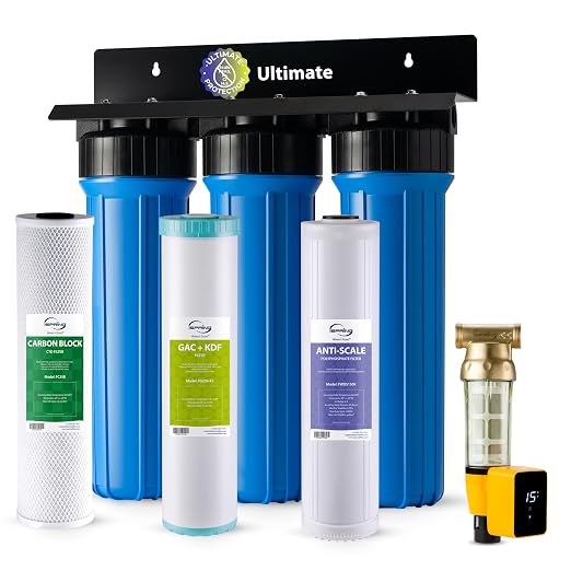 iSpring Whole House Water Filter System w/Auto-Flushing Spin Down Sediment