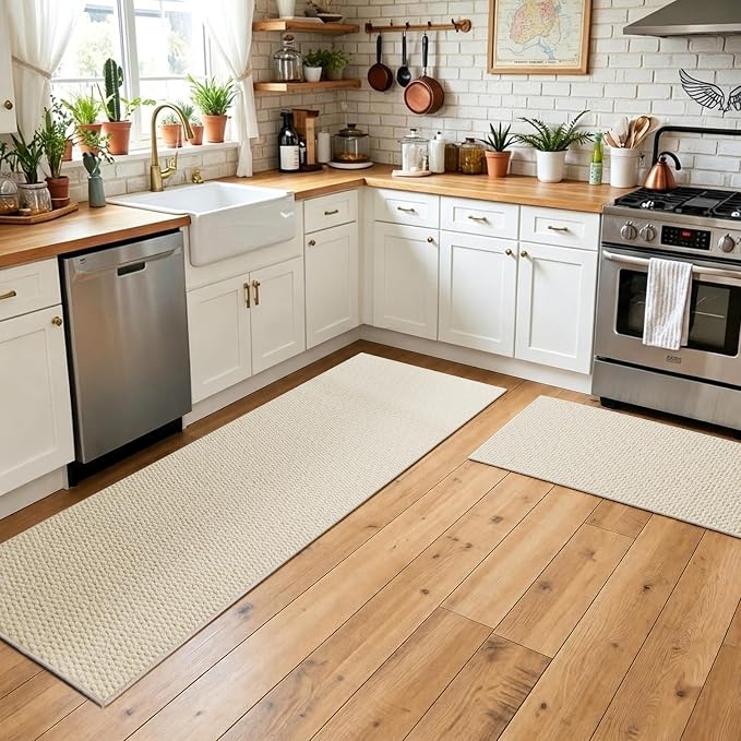 Faux Jute Hallway Runner Rug 2'x6', Washable & Non-Slip, No Odor. Farmhouse