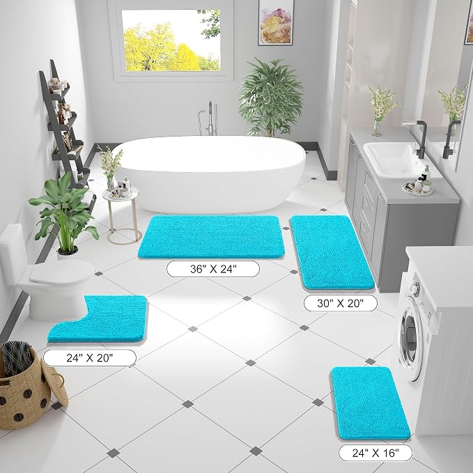 OLANLY Bathroom Rugs 30x20, Extra Soft Absorbent Chenille Bath Rugs, Rubber