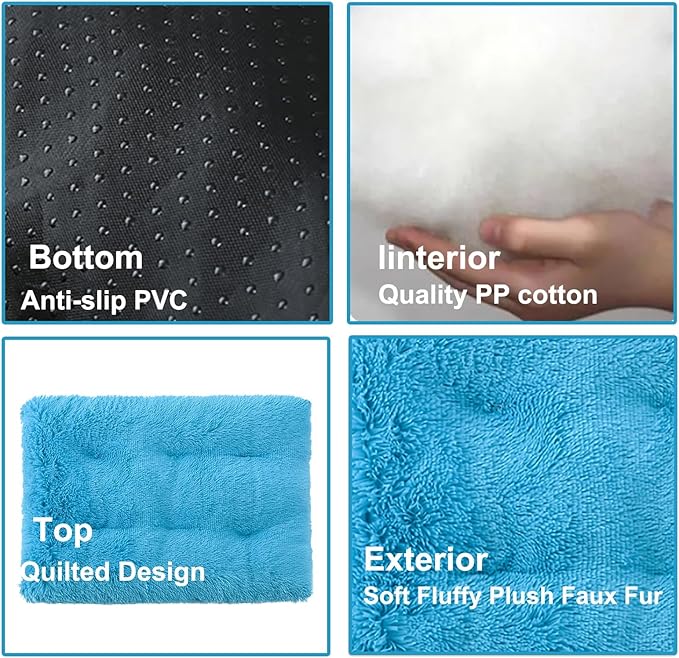 Dog Crate Mat, Dog Bed for Large Dogs, Comfy Fluffy Kennel Pad Anti-Slip for Dog beds & Furniture, Quilted Dog Bed for Pets for Medium/Small Dogs Cats (Color : Blue, Size : 43x29)