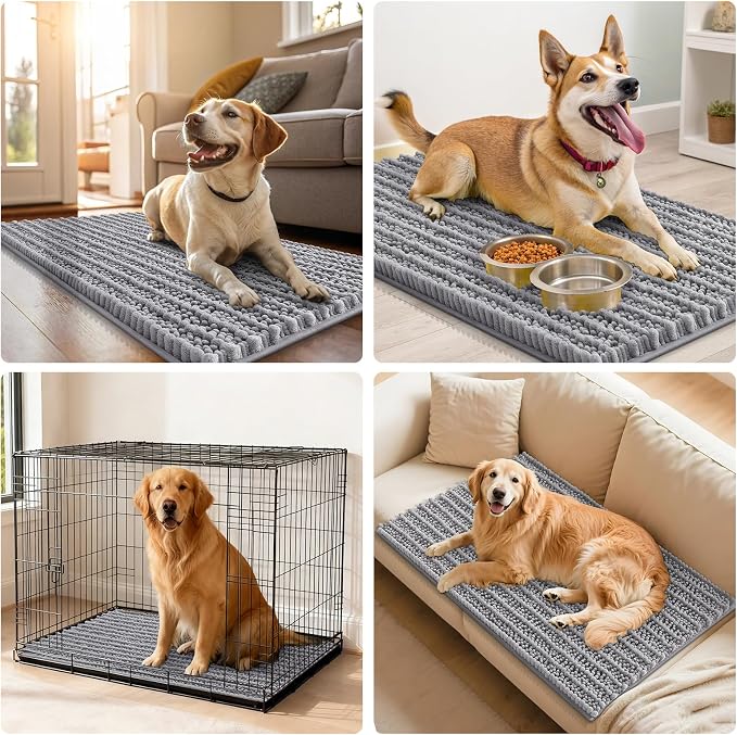 Smiry Dog Door Mat for Muddy Paws 44x24, Absorbent Dirt Trapper, Non-Slip