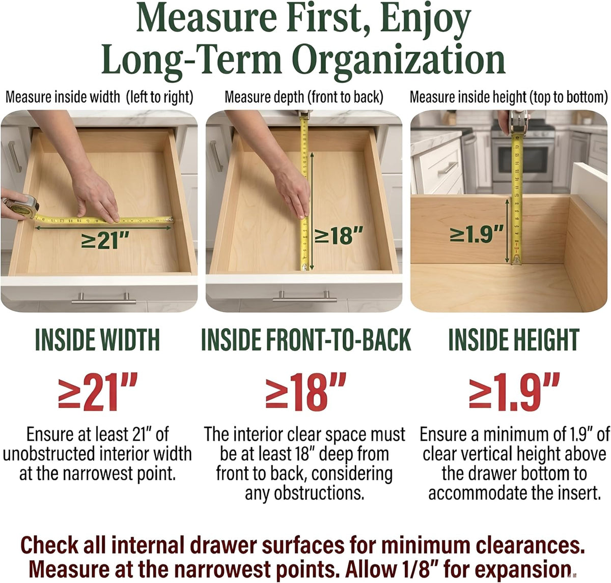 Bamboo Drawer Organizer, Expandable 8-Slot Silverware & Utensil Tray for Kitchen Drawers, Fits 13–19.5 Inch Drawers, Deep Compartments, Durable & Eco-Friendly Natural Bamboo
