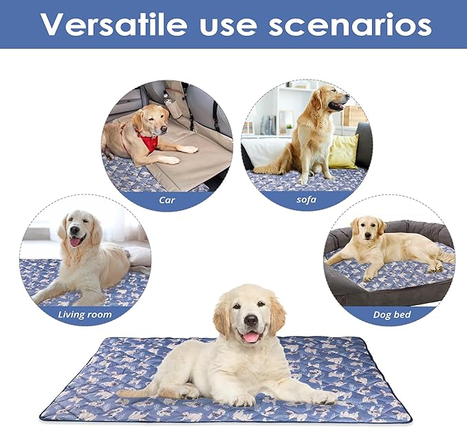 Langsprit Dog Cooling Mat, Washable Dogs Cats Pet Non-Toxic Cooling Pads Summer Sleeping Kennel Mats，Pet Self Cool Ice Blanket for Indoor & Outdoor Dog Beach Essentials Small