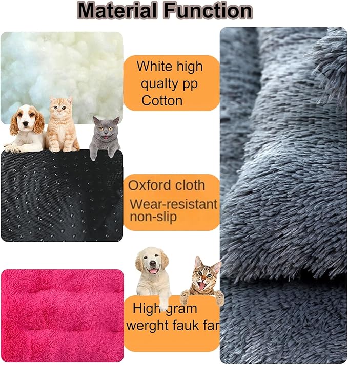 Dog Crate Mat, Dog Bed for Large Dogs, Comfy Fluffy Kennel Pad Anti-Slip for Dog beds & Furniture, Quilted Dog Bed for Pets for Medium/Small Dogs Cats (Color : Rose, Size : 36x25)
