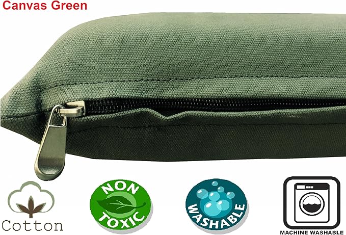 Dogbed4less Shredded Memory Foam Pillow Dog Bed with Waterproof Liner and Machine Washable Cover (Green Canvas, Medium 36"X29")