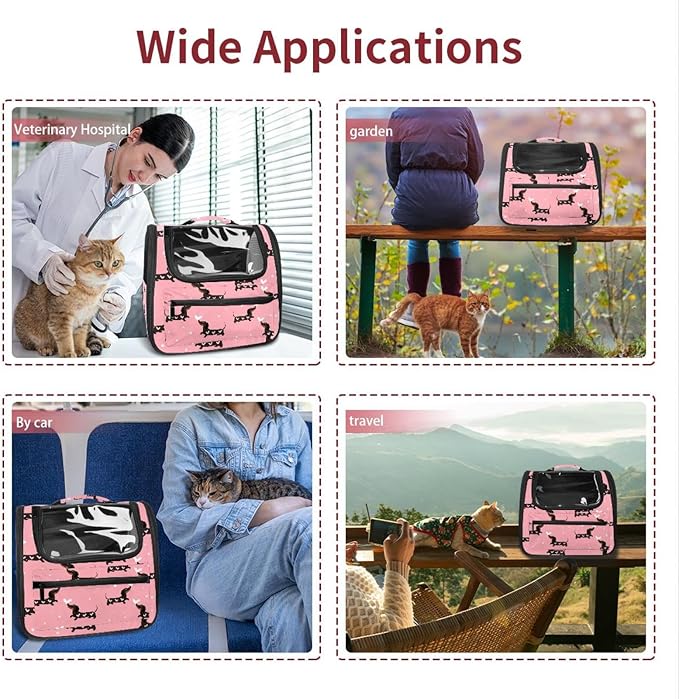Dachshund Dogs and Hearts Pet Travel Carrier Soft Sided Portable Bag for Cats, Small Dogs, Kittens or Puppies