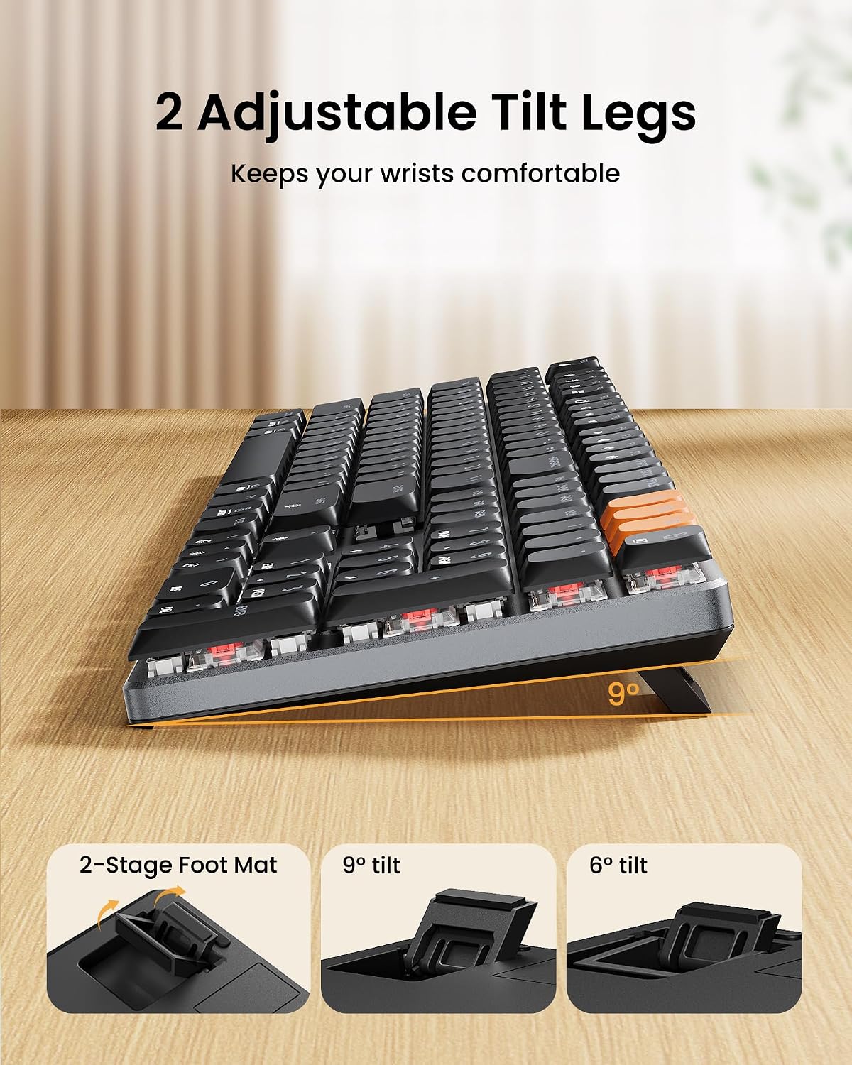 ProtoArc K310 Pro Backlit Bluetooth Mechanical Keyboard, Linear and Quiet