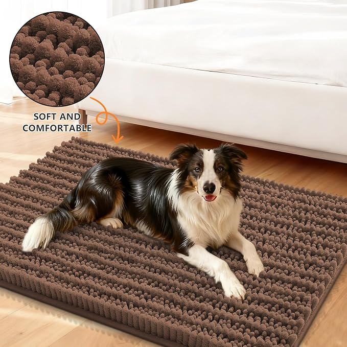 Smiry Dog Door Mat for Muddy Paws 30x20, Absorbent Dirt Trapper, Non-Slip