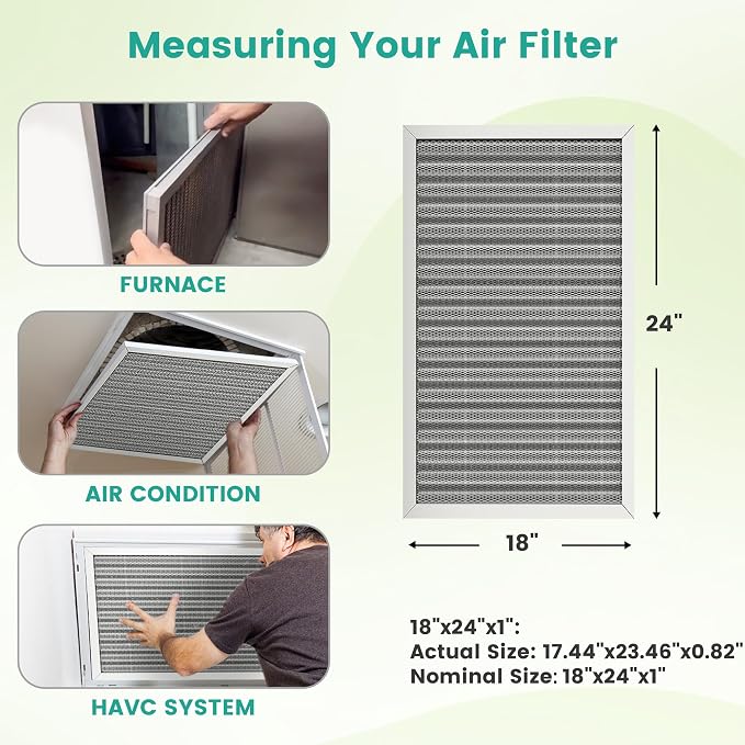 18x24x1 Reusable Air Filter, Electrostatic HVAC AC Furnace Filter, Merv 8