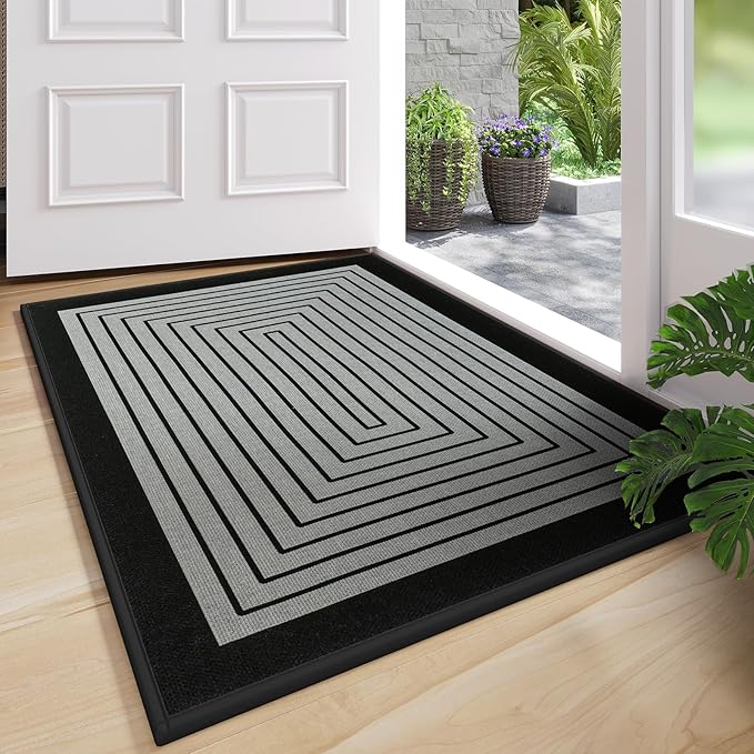 Front Door Mat 17''x30'', Absorbent Dirt Resist Washable Non Slip Low-Profile