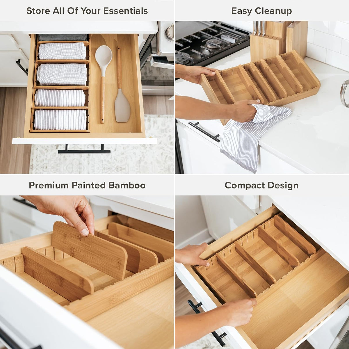 KitchenEdge Kitchen Towel & Storage Organizer, Bamboo