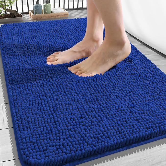 OLANLY Bathroom Rugs 34x21, Extra Soft Absorbent Chenille Bath Rugs, Rubber
