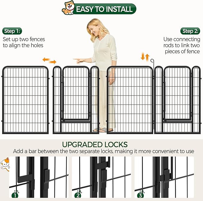 Yaheetech Dog Playpen Outdoor, 40 inch 16 Panels Dog Pen Indoor Heavy Duty Puppy Exercise Pen Metal Pet Fence for RV Camping/Yard/Garden