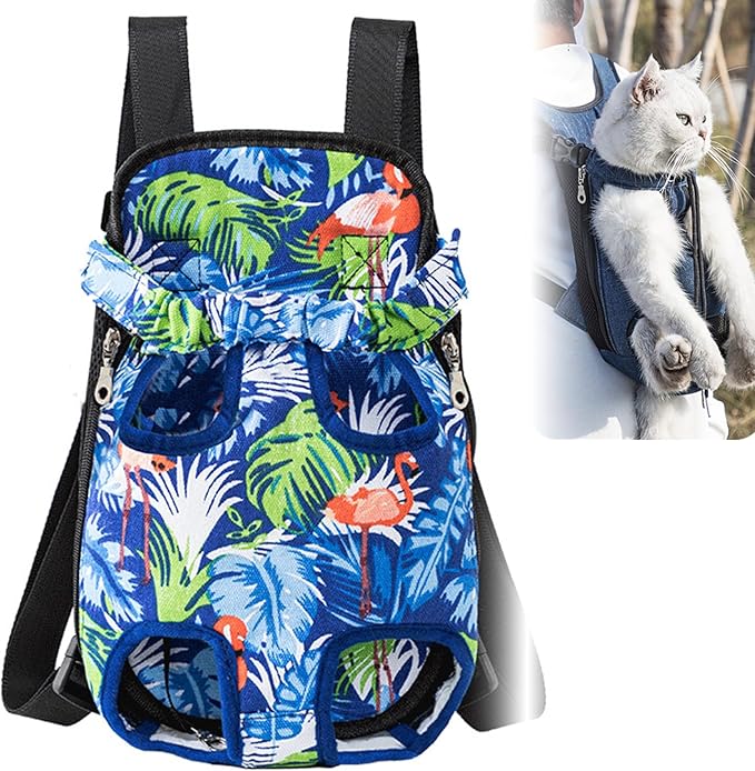 Portable Pet Carrier Backpack, Adjustable Pet Front Cat Dog Carrier Backpack Travel Bag for Small Medium Dogs Cats Puppies, Cat Backpack Carrier for Hiking Cycling (H, XL)