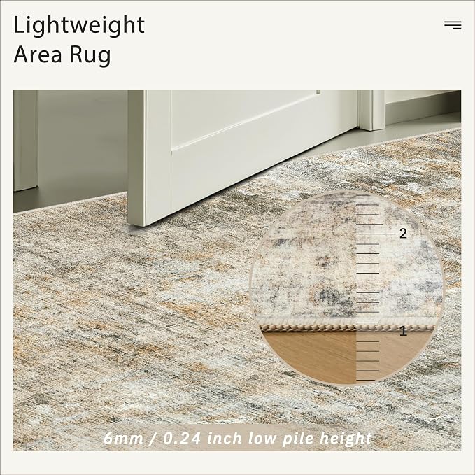 Soalmost 9x12 Area Rugs for Living Room, Non-Slip Machine Washable Vintage Rugs