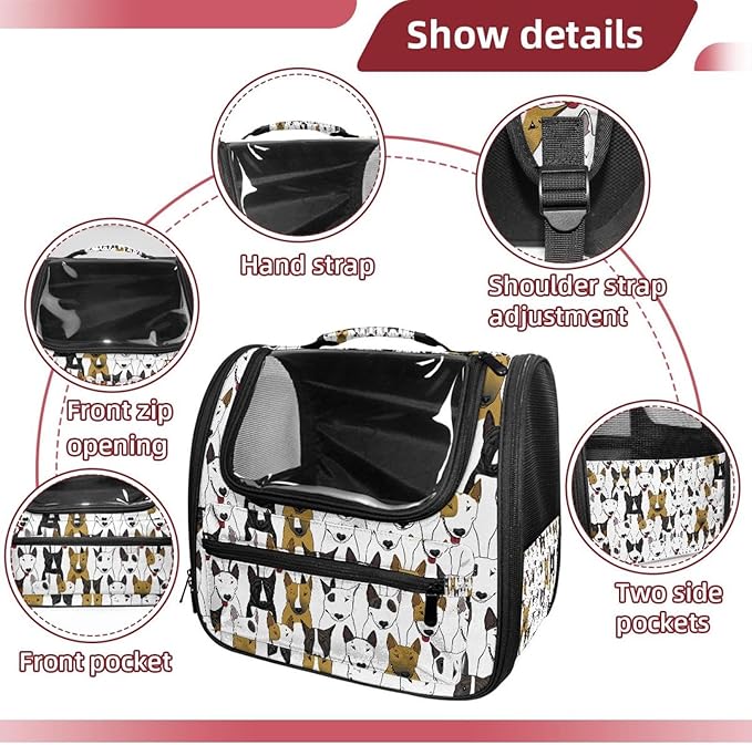 Colorful Bull Dogs Pet Carrier Soft Sided Carrier for Small Medium Cats Dogs