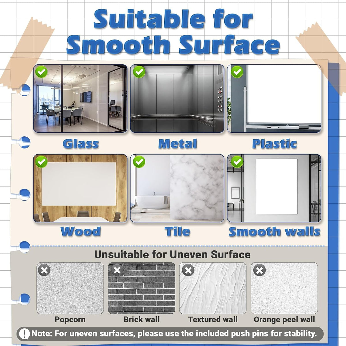 AFMAT WS23 Dry Erase Board Sticker, 48 x 36 inches White Board Wallpaper, Dry Erase Sticker for Wall, 4' x 3' Peel and Stick Whiteboard Contact Paper, Adhesive Whiteboard Roll, No Ghost, 4 Markers