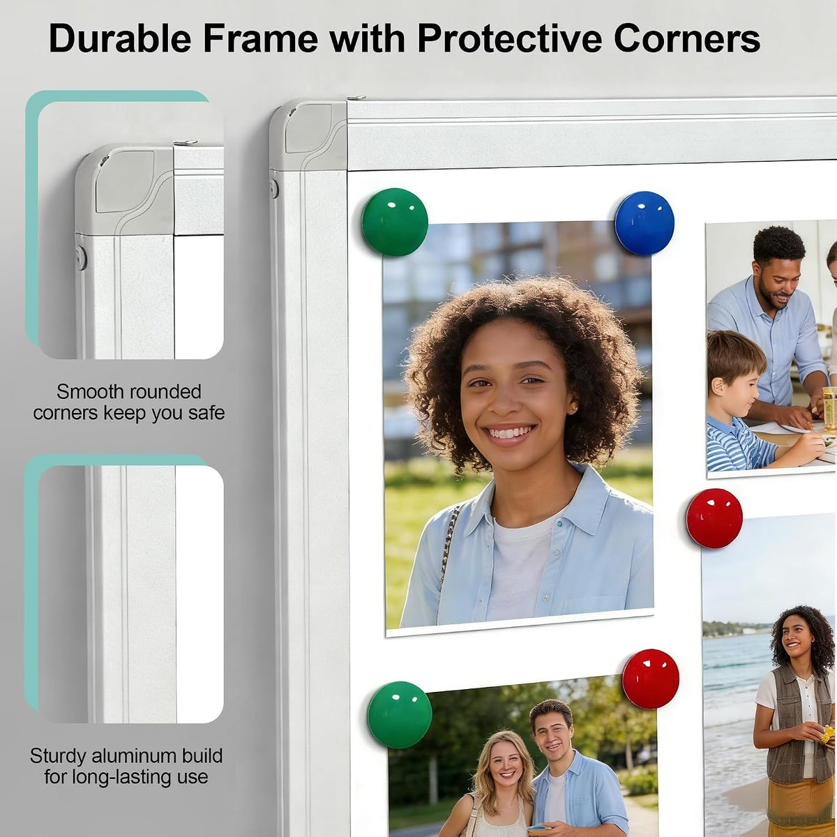 Dry Erase White Board 48 X 36 Inch, Wall-Mounted Silver Aluminum Frame Marker Presentation Board, 4' X 3' Foldable Portable Whiteboard with Pen Tray for School, Classroom, Office & Home