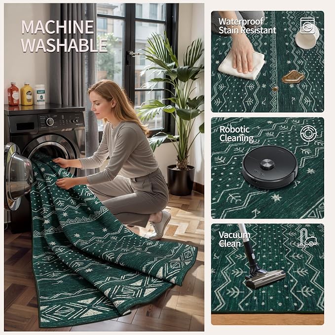 SERISSA 2x4 Rugs for Entryway, Washable Non-Slip Kitchen Runner Rug Small Dark