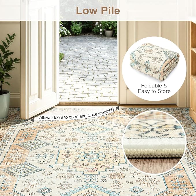 Lofus Vintage Living Room Rugs 8x10, Soft Machine Washable Area Rug