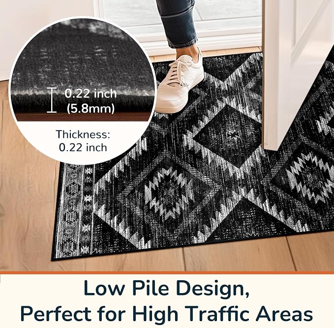 BESTSWEETIE Area Rug 3x5 Rug Machine Washable Non-Slip Low Pile Print Pattern