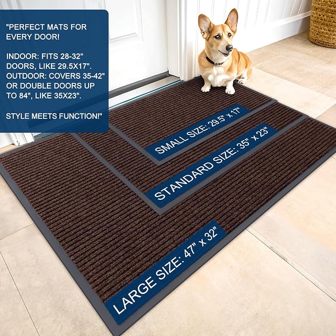 OLANLY Front Door Mat Indoor Outdoor Entrance, Waterproof Heavy Duty Doormat