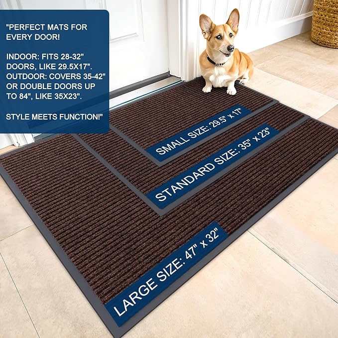 OLANLY Front Door Mat Indoor Outdoor Entrance, Waterproof Heavy Duty Doormat