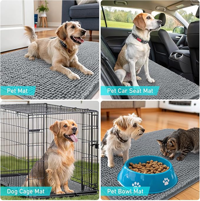 OLANLY Dog Door Mat for Muddy Paws 54x32, Absorbs Moisture and Dirt, Absorbent