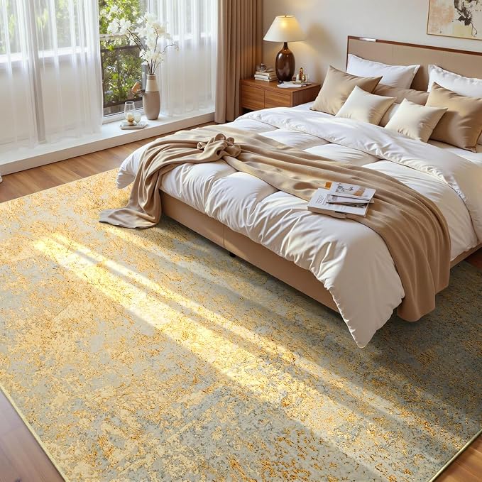 Ompaa Living Room Rug 6x9 Area Rug Washable Boho Carpet Non Slip Abstract