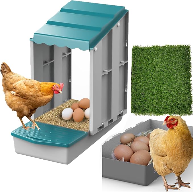 AUTENS Chicken Nesting Boxes, 1 Hole Laying Boxes, 1 Nest Mat, Plastic Roll