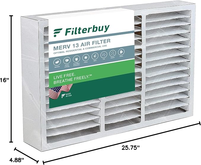 Filterbuy 16x26x5 Air Filter MERV 13 Optimal Smoke & Allergy Defense, Pleated