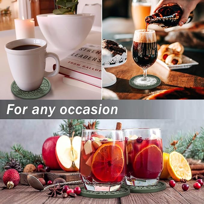 Coasters for Drinks, Resistant Reusable Silicone Coasters