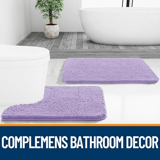 OLANLY Bathroom Rugs 36x24, Extra Soft Absorbent Chenille Bath Rugs, Rubber