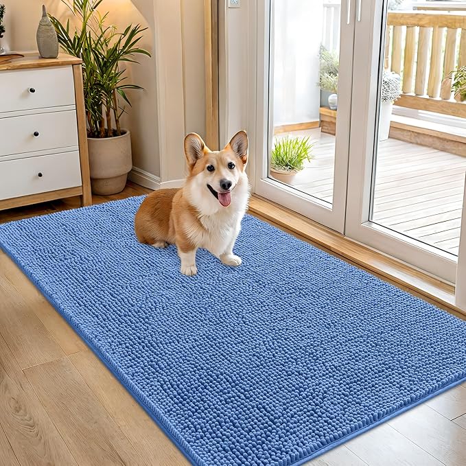 OLANLY Dog Door Mat for Muddy Paws 54x32, Absorbs Moisture and Dirt, Absorbent