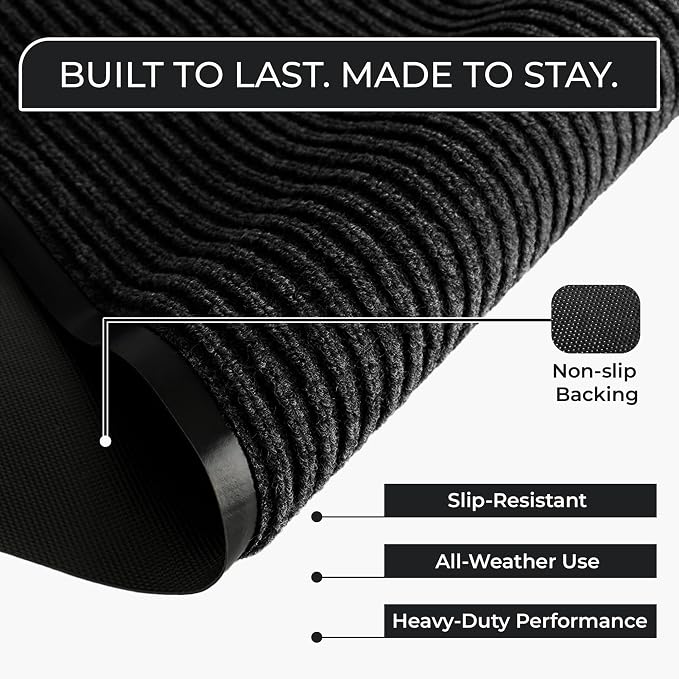 4 Pack Black Commercial Door Mat 3'x6' Heavy Duty Industrial Floor Mat