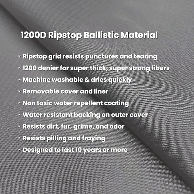 K9 Ballistics Tough Rectangle Pillow Small Dog Bed - Removable Cover, Washable, Durable & Water Resistant Dog Bed Made for Small Dogs 24"x18", Blue Quartz
